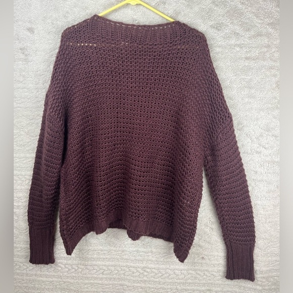 Easel Whimsigoth Burgundy Knit Sweater Floral Accent Boatneck Large - Picture 9 of 12